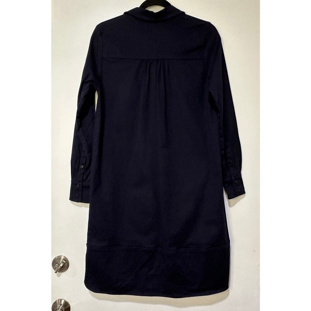 Edward An Navy Cotton Twill Long Sleeve Shirt Dress Size Small EUC Collar - Picture 8 of 15